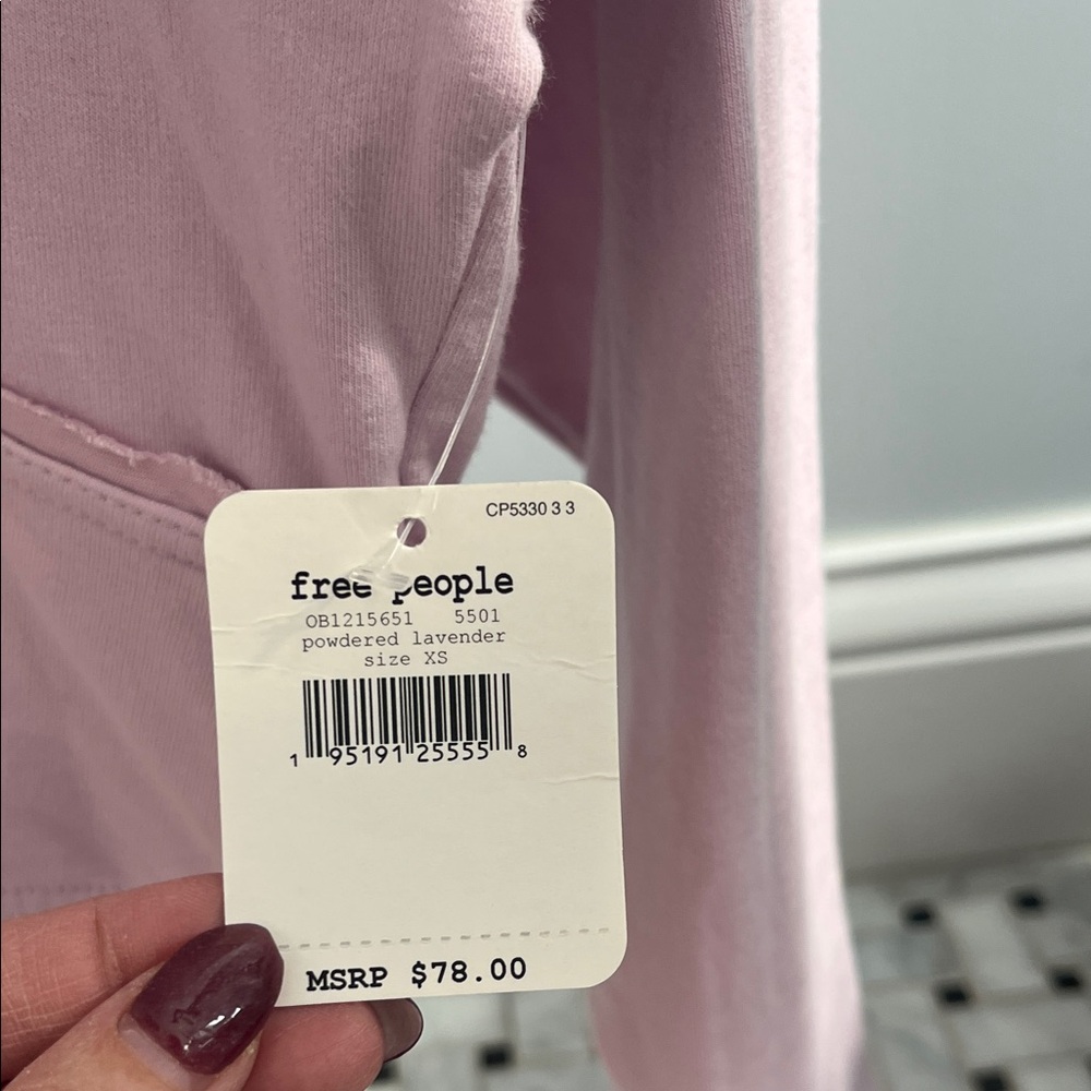 Light Pink Long Sleeve Crop Sweatshirt - Picture 2 of 2
